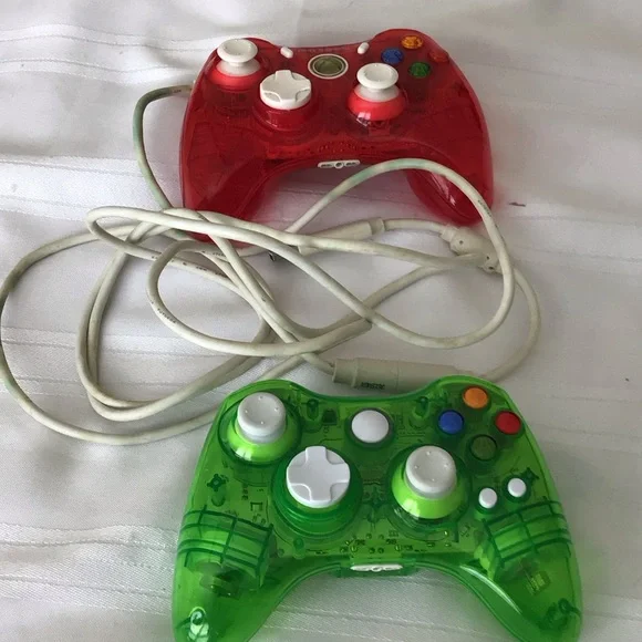 Wired Transparent Red and Green Gaming Controllers - Dual Pack by Microsoft