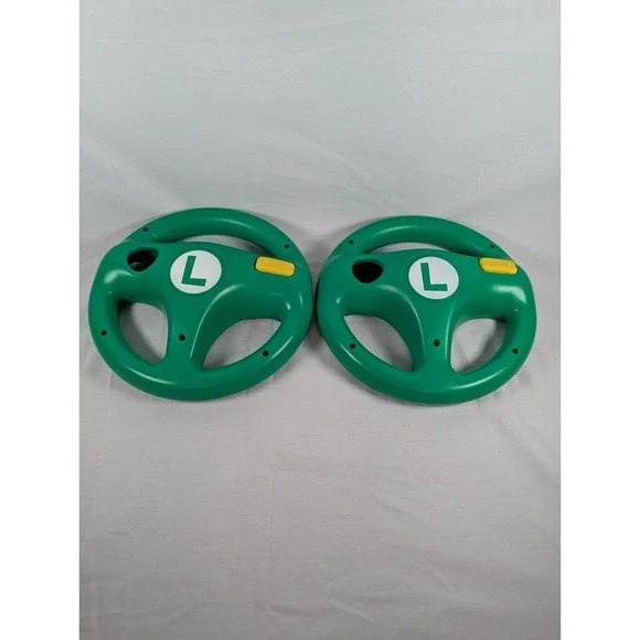 OFFICIAL NINTENDO WII STEERING RACING WHEEL SET 2 LUIGI Green