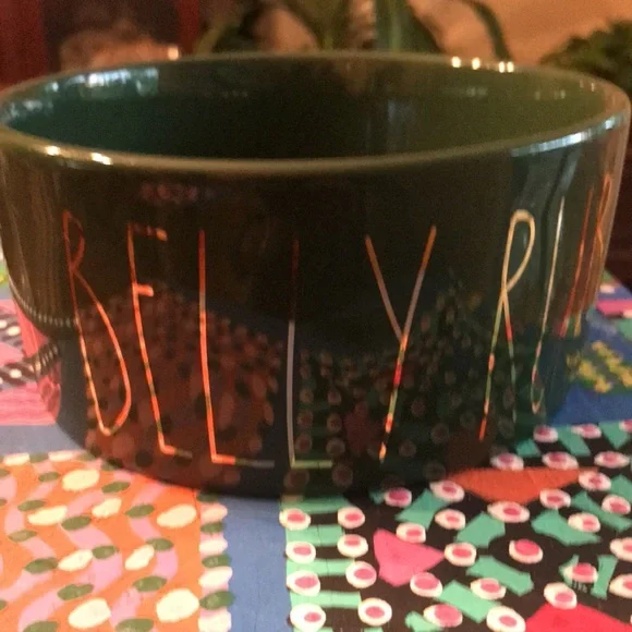Rae Dunn Dog Bowl- new- & Belly Rub