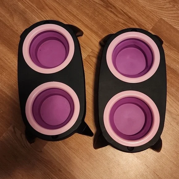 Set of 2 elevated collapsible dog dishes