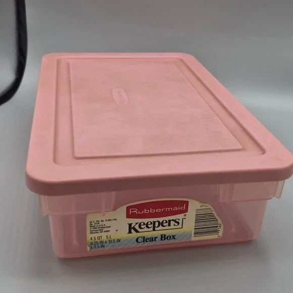 Vintage Rubbermaid 0286 Storage Box ALL Pink Clear‎ Container Plastic Snap Shut
