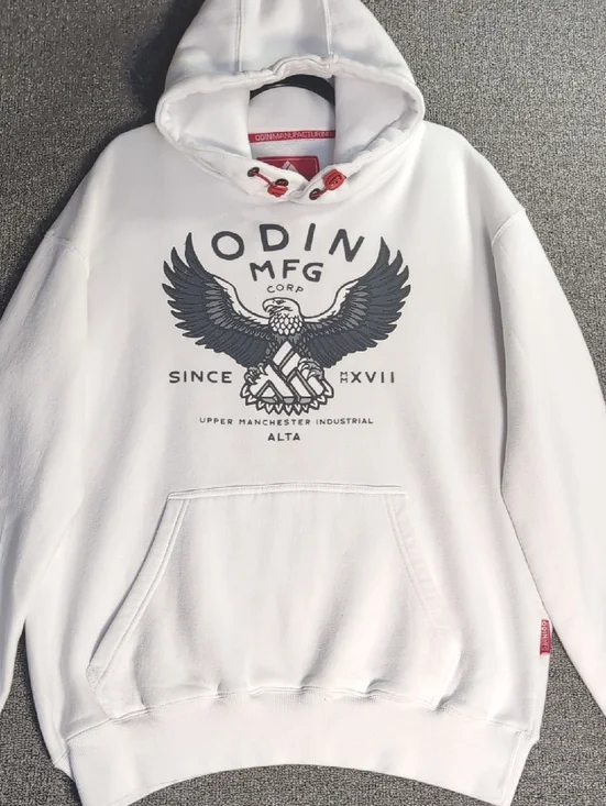 Odin Mfg Corp Alta Heavyweight Pullover Fleece Hoodie Size Large in White