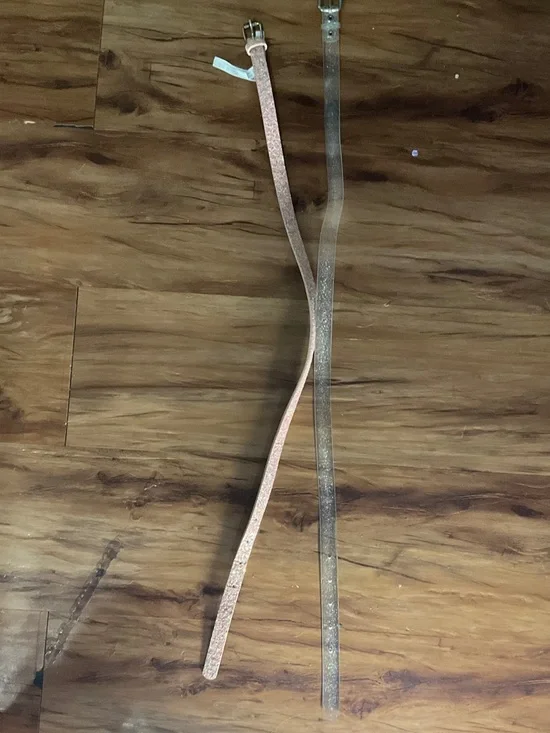 wonder nation Metallic Rose Gold and Silver Skinny Belts
