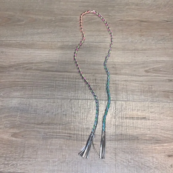 Rainbow twisted silver open kids belt