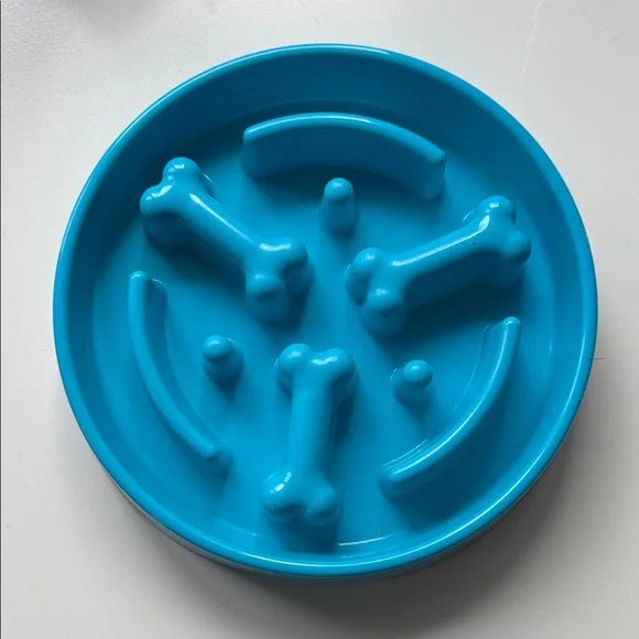 Interactive Blue Dog Slow Feeder Bowl