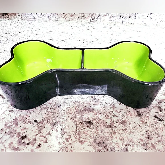 Rae Dunn Ceramic Halloween Bone Shape Pet Bowl New