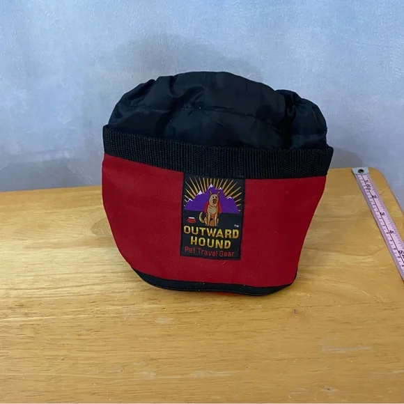 Outward Hound Red and Black Travel Bowl