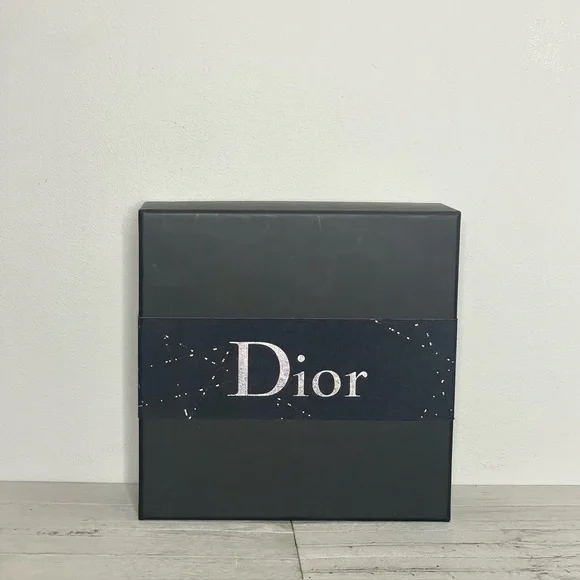 Christian Dior Empty Gift Box Black Silver Logo Large Designer Storage