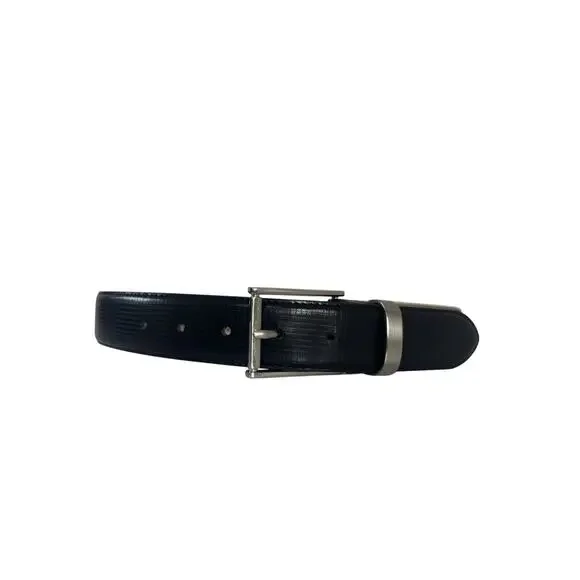 Dini Bardini Kid’s Black Genuine Leather Belt Size 44cm XS Silver Buckle