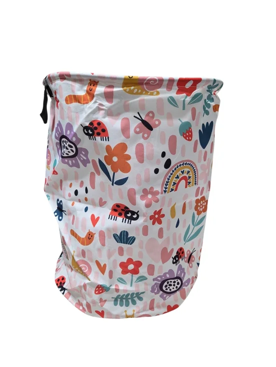Huayee Oval Multi-Colored Flowers & Insects Print Storage Hamper With Handles