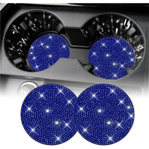COPY - Blue Car Cup Coasters Bling 2-Pack Universal Non-Slip Cup Vehicle Diamond
