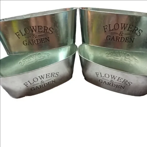 Outdoors by Design Silver Galvanized Planters Set 2