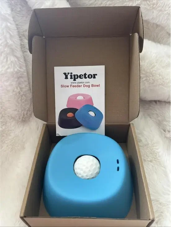 Yipetor Slow Feeder Dog Bowl with Rolling Ball - No Spill Treat Dish NEW IN BOX!
