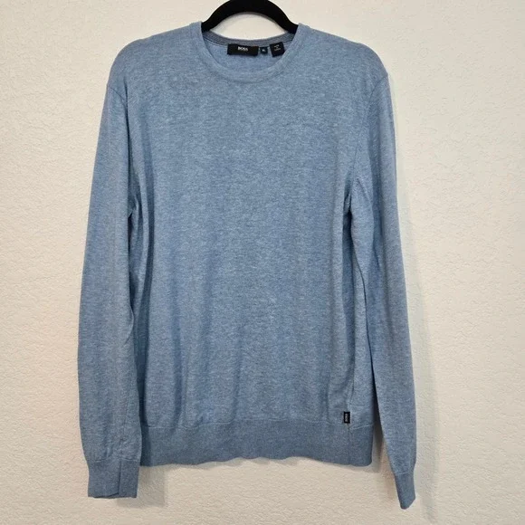 BOSS Hugo Boss Men's XL Blue Cotton Crew Neck Long Sleeve Sweater‎ Casual Career