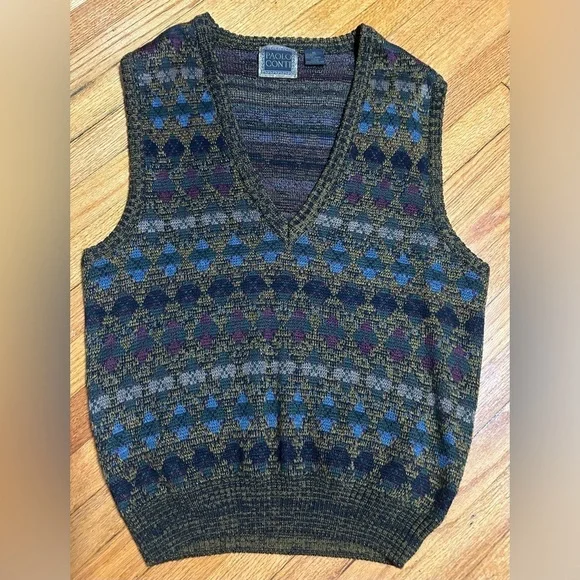 Vintage PAOLO CONTI VEST Men’s Large Multicolored 30% Wool 70% ACRYLIC