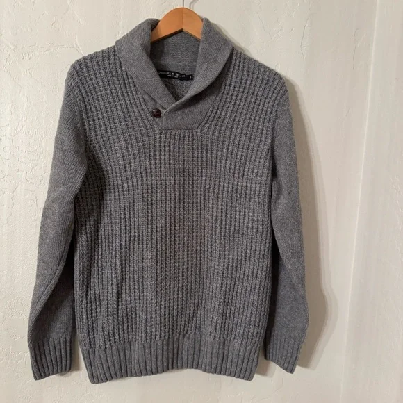 Daniele Blasi Men's‎ Gray Wool Blend Shawl Collar Knit Pull Over Sweater Size M