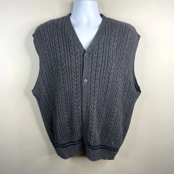 Vintage Heritage Preppy Cable Knit Sweater Vest XLarge Chunky Old Money Indie