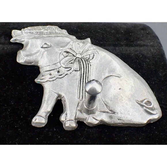 Vintage Pewter Piggie Peg Wall Purse/Coat Hanger