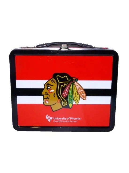 NHL Chicago Blackhawks metal lunch box University of Phoenix 8.5 x 6.5 x 4