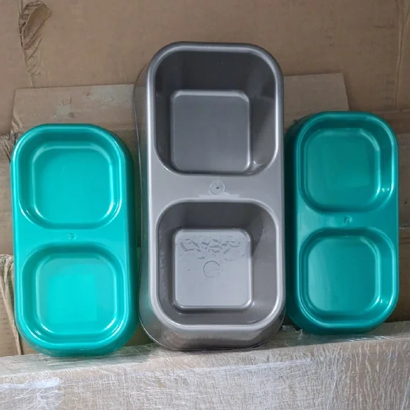 Bundle Of 3 Bowls: Gray and Teal Dog Bowl Set