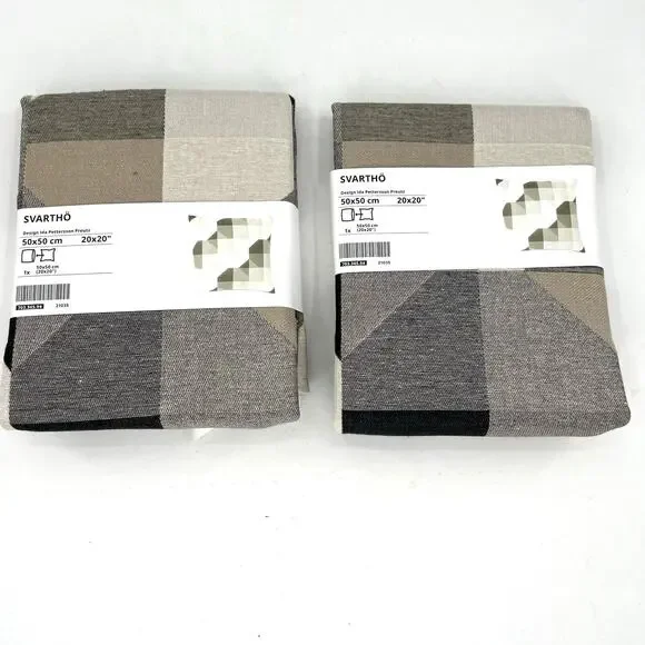 Ikea SVARTHO 20” square pillow case cover. Set of 2