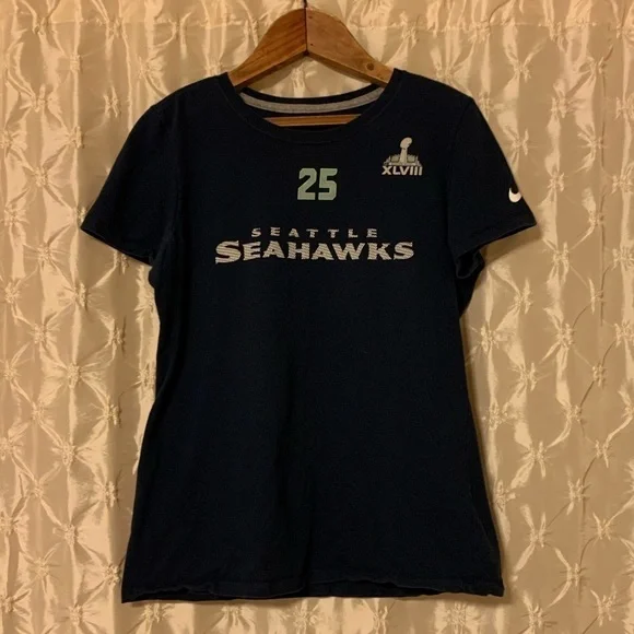 Nike Seattle Seahawks Super Bowl Sherman #25 Short Sleeve Tee Shirt