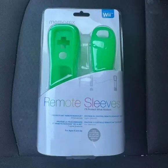 Wii Memorex Remote Nunchuk Sleeves Lime Green Games Protection Grip Silicone New