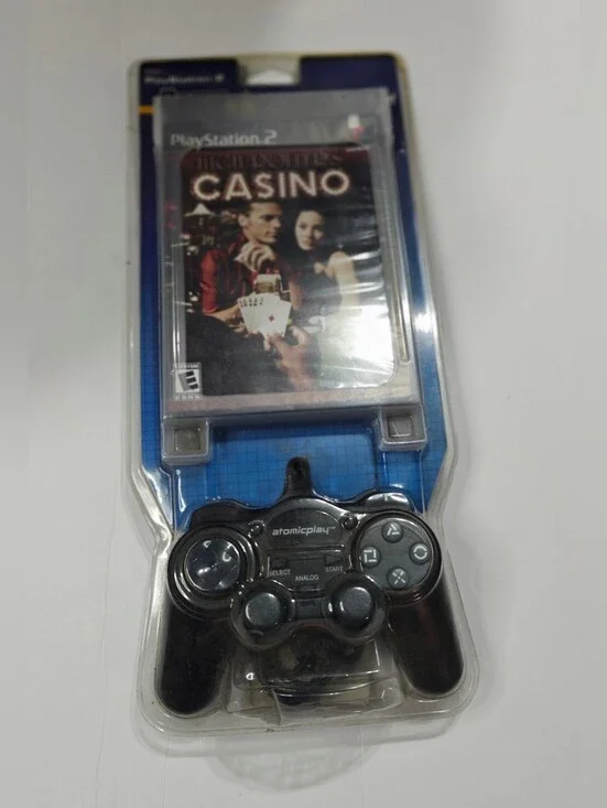 NIB Bundle Package PS2 High Roller Casino And Atomicplay Wired Controller