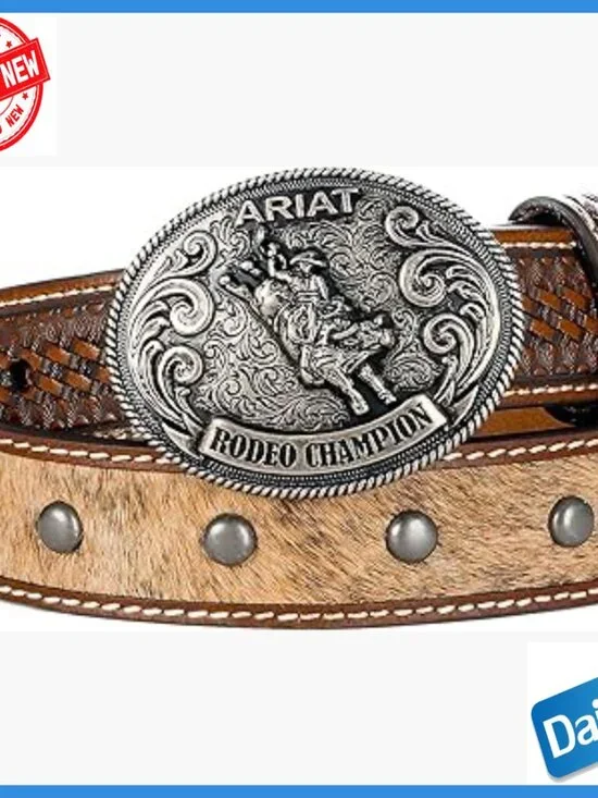 Western Belt for Boys, Leather with Studs, Sizes 20-30, Rodeo Style