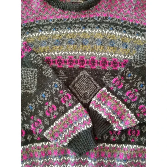 Vintage Sweater XL Biggie Cosby Colorful Heavyweight 3-D chunky Coogi Style