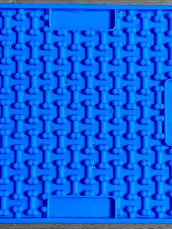Blue Silicone Square Treat Puzzle Mat
