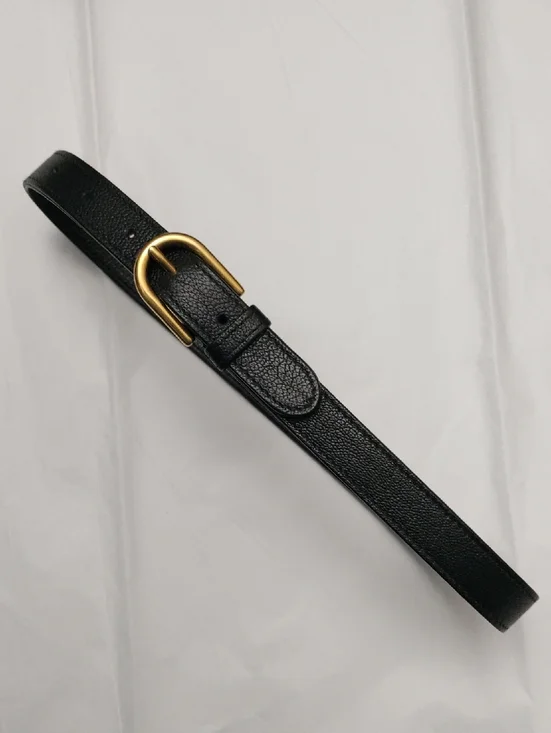 Gucci Black Leather Belt with Gold Buckle