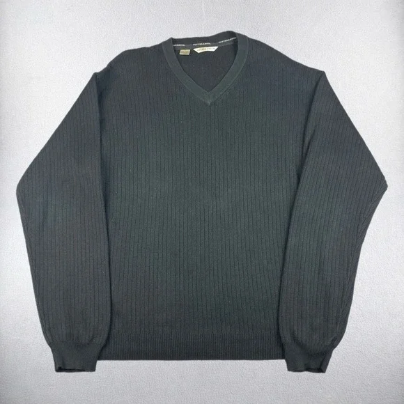 Cutter & Buck Sweater Men's 2XL V Neck Ribbed Sweater Cotton Pullover Golf