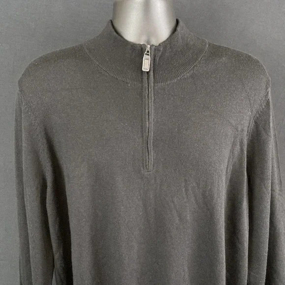 Jos A Bank Mens 100% Merino Wool Black 1/4 Zip Pullover XXL‎ New With Tags