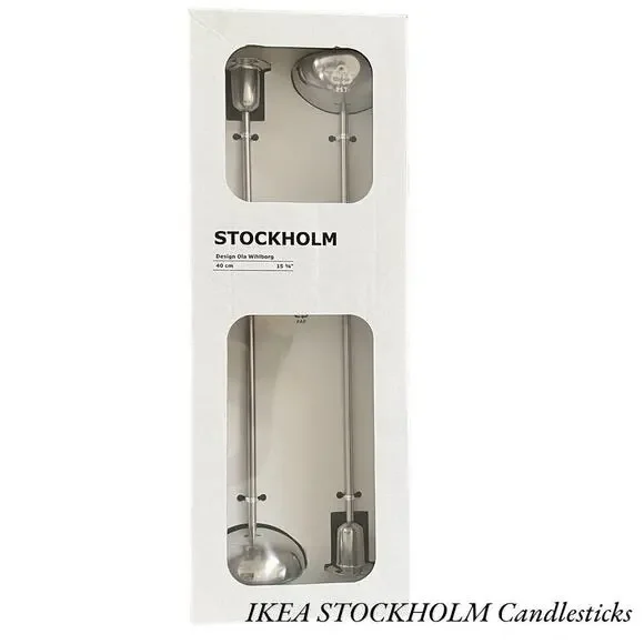 IKEA STOCKHOLM Candlestick, Stainless Steel, 15 ¾ 
