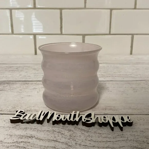 Ikea Lugnare Recycled White Wavy Glass Candle Holder