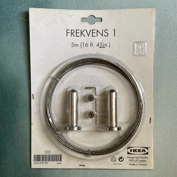 Ikea Frekvens 1 Stainless Steel Curtain Wire + Frekvens 2 Support Fixture