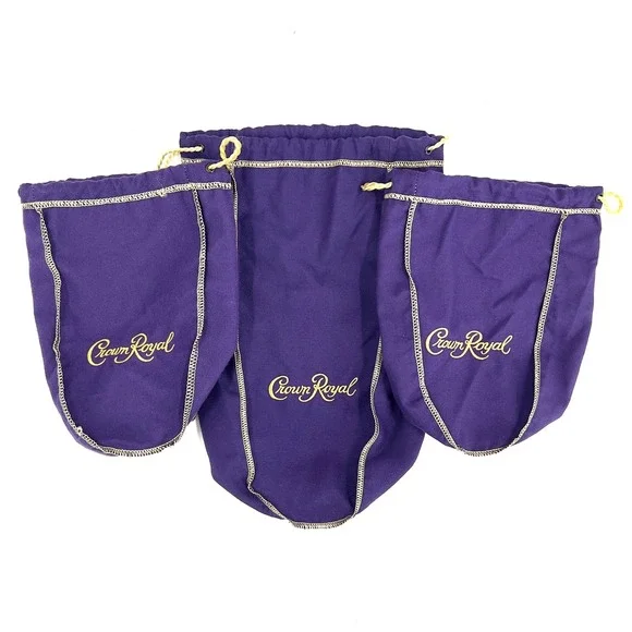 Crown Royal Purple‎ Drawstring Pouches Set of 3 Various Sizes Gaming Dice