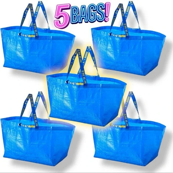 Pack Of 5 IKEA FRAKTA Blue Large Bag 19 Gallons Storage Landry