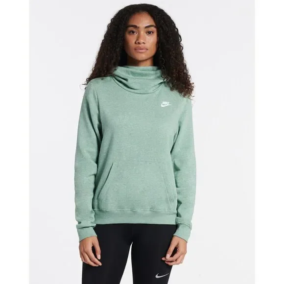 NIKE Light Green Sportswear Club Funnel-Neck Cowl Hoodie Size S