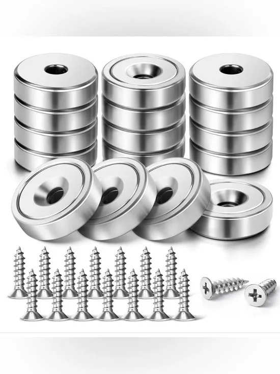 12 Pack Strong Cup Magnet with Screws, Countersunk Hole Magnets