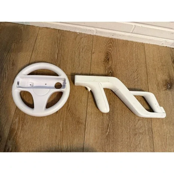 Official Nintendo Wii Zapper Gun Controller RVL-023 & Steering Wheel