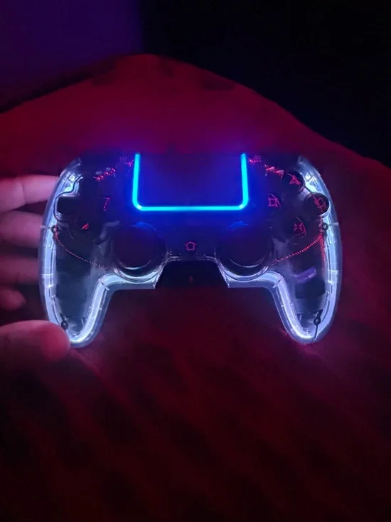 Transparent LED Wireless Game Controller - Blue Light