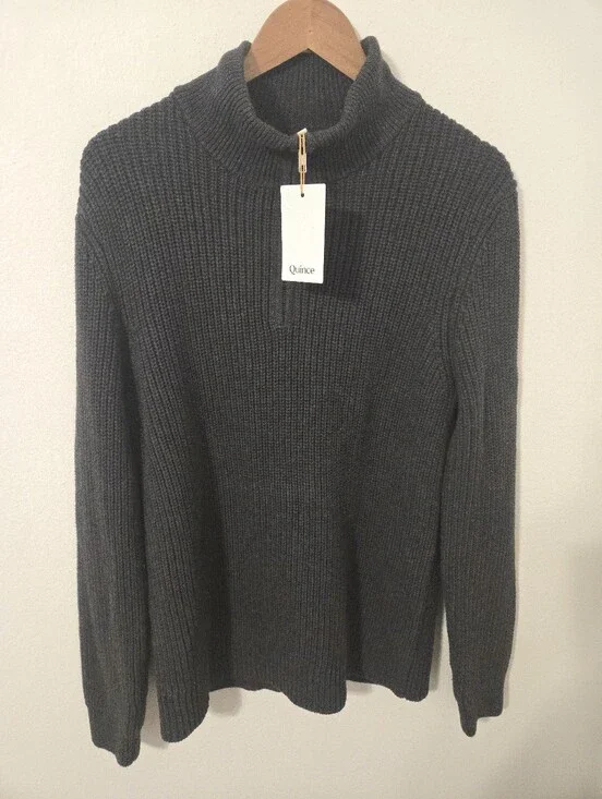 NWT Quince Turtleneck Sweater 100% Organic Cotton Mens Medium Dark Gray