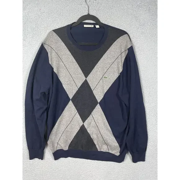 Lacoste Mens Size 7/XXL Blue Pullover Crewneck Sweater