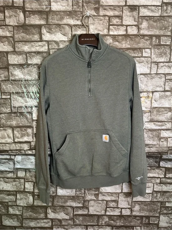 Carhartt Unisex Olive Green Quarter-Zip Sweatshirt Size Small