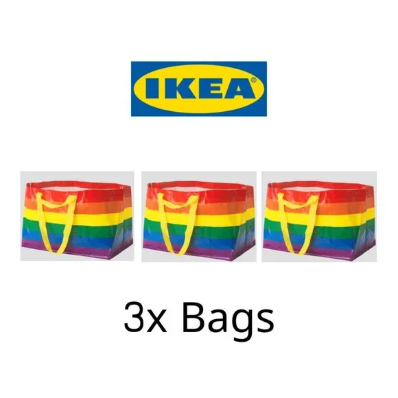Set of 3 - Storstomma Rainbow pride ikea large shopping bags