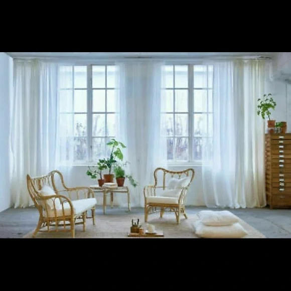 Set of 4 - Pair IKEA LILL Sheer Curtains White Mesh