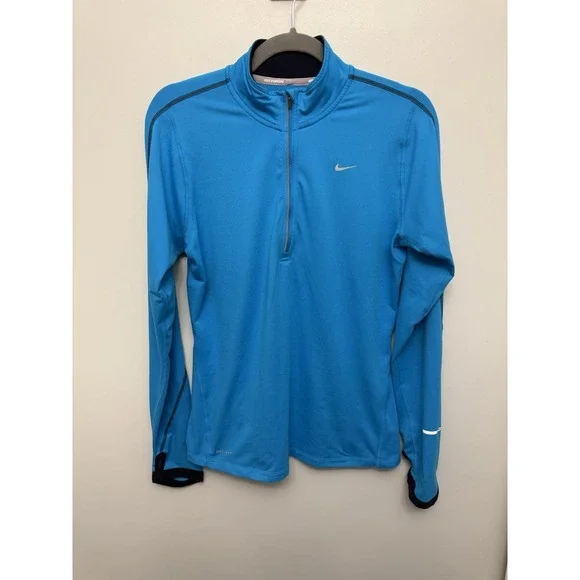 Nike Dri-Fit Quarter Zip Running Top‎ Women's Medium Blue Long Sleeve Activewear