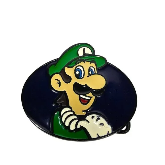 Luigi Metal Belt Buckle Blue Enamel 3